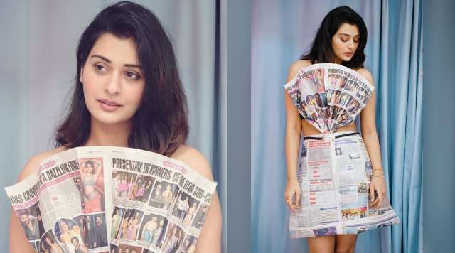 After pillow, Payal Rajput this time wrapped herself with a newspaper