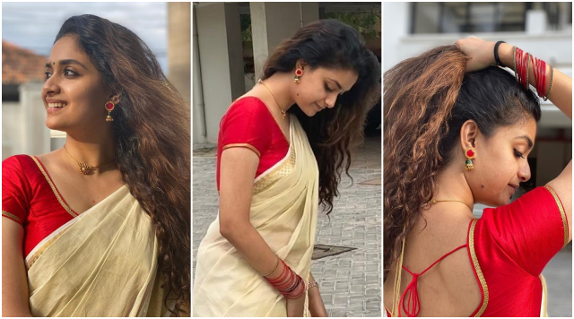 Keerthy Suresh’s Traditional Candid Onam Look Is Synonym Of Beauty.