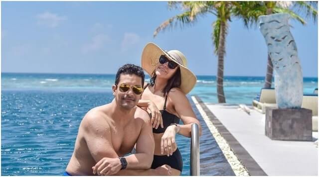 Neha Dhupia And Angad Bedi Are Enjoying In Infinite Pool In The Maldives