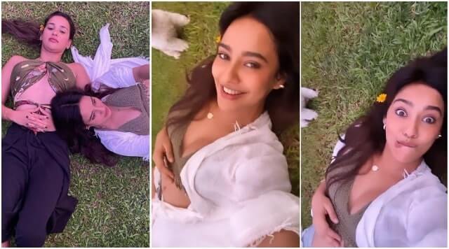 Neha Sharma Chilling In Garden With Sister Aisha Sharma Flaunting Her Hot Figure.