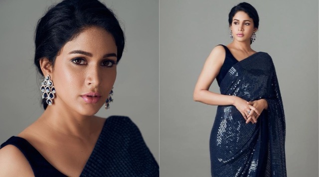 Lavanya Tripathi Stunning Look In Manish Malhotra’s Navy Blue Saree.
