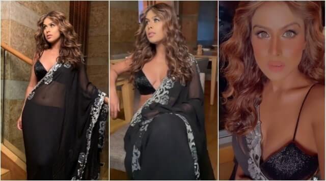 Nia Sharma’s Bold Look In Black Saree Will Leave You Mesmerised.
