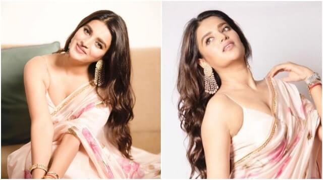 Nidhhi Agerwal Is Sizzling In This Rose Pink Saree For Eeswaran Promotions.