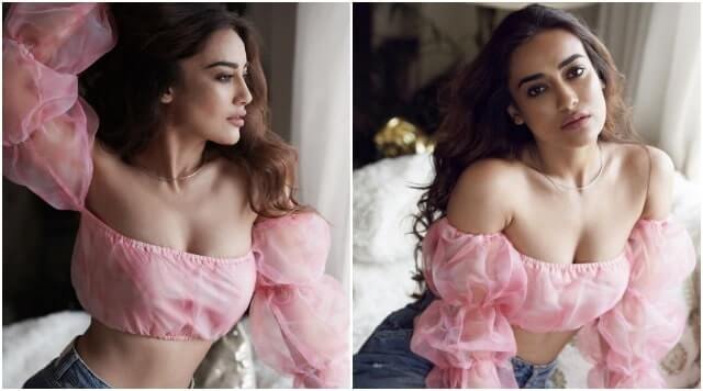 Surbhi Jyoti Flaunting Her H*t Figure In Off Shoulder Crop Top And She Is Looking Amazing.