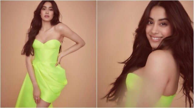 Janhvi Kapoor Is Looking Mesmerising In Neo Strapless Mini Dress.