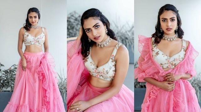 Amala Paul Looks Enchanting In the Gorgeous Ruffle Lehenga For Best Friend's Engagement.