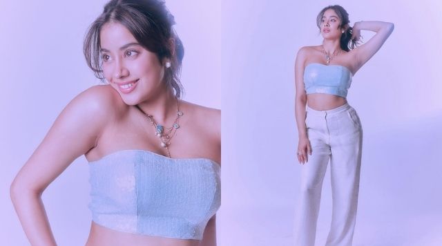 Janhvi Kapoor Looks Stunning In Tube Top and White Trouser Opted for Rhea Kapoor’s Wedding Bash.