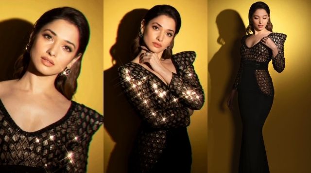 Tamannaah Bhatia Looks Majestic In This Glittery Black Gown. Says ‘Too Glam To Give A Damn’.