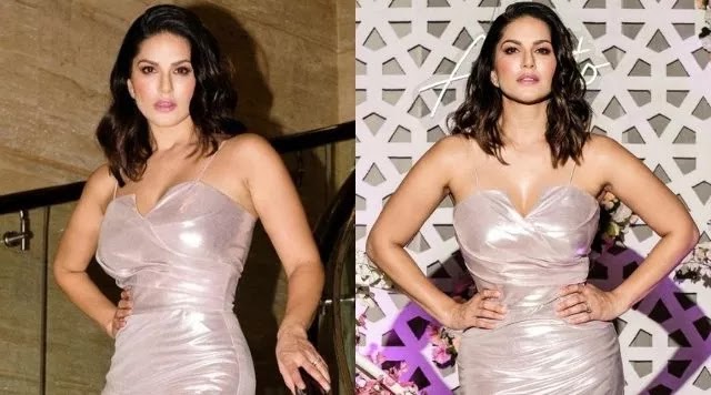 Sunny Leone Sizzling In Jaw-Dropping Shimmery Gown Opted For Perfume Launch Event.