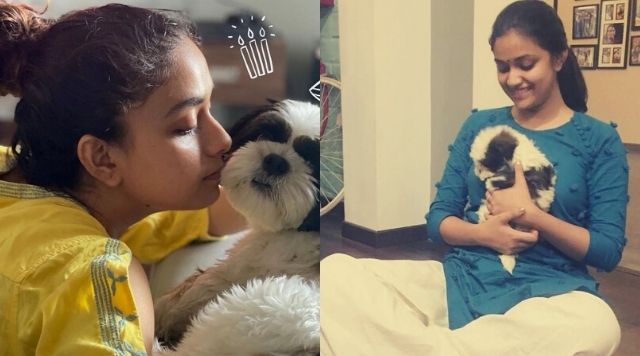 Keerthy Suresh Celebrates 3rd Birthday Of Her Pet Dog Nyke; Shares Cute Pictures And Sung A Song.