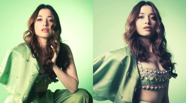Tamannaah Bhatia Looks Sassy In 3D Embroidery Embellished Bralette And Pants.