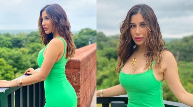 Sophie Choudry Flaunts Sexy Body Curves In Green Bodycon Dress.