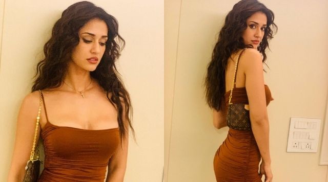 Disha Patani Gives A Perfect Party Vibe In A Stylish Brown Mini Dress.