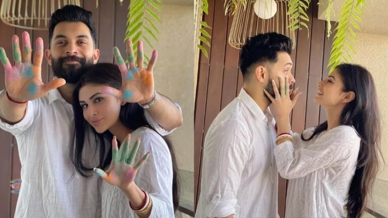 Mouni Roy Celebrates Her First Holi With Husband Suraj Nambiar After Marriage.