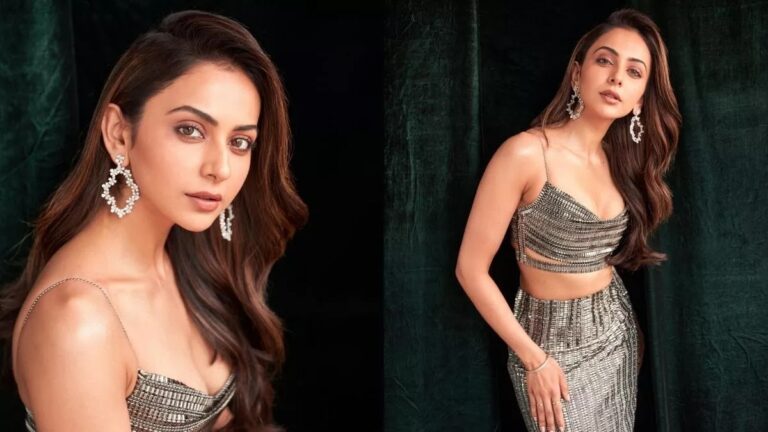 Rakul Preet Singh Glitters In The Silver Co-Ord Set For Attack Promotions.