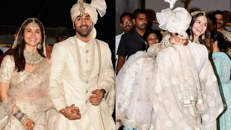 Ranbir Kapoor lifts Alia Bhatt In His Arms At Their First Public Appearance Post Wedding.