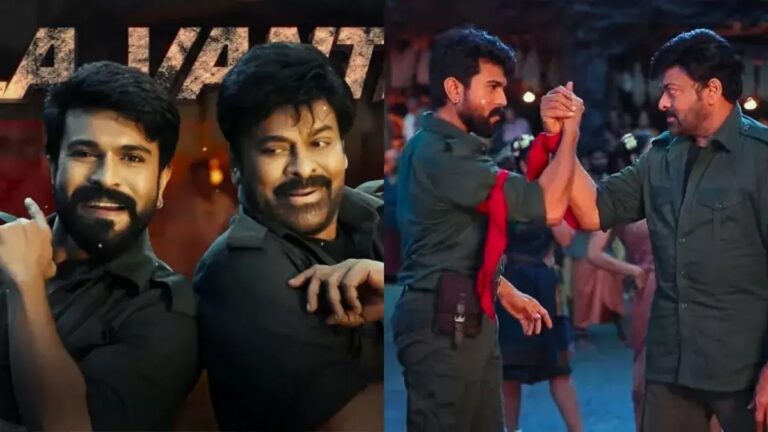 Chiranjeevi And Ram Charan’s Graceful Dance In Acharya’s Bhale Bhale Banjara Song Is An Eye Feast.