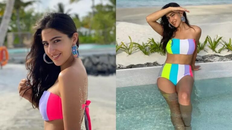 Sara Ali Khan Chilling In A Multi-Colour Bikini Beating The Summer Heat.