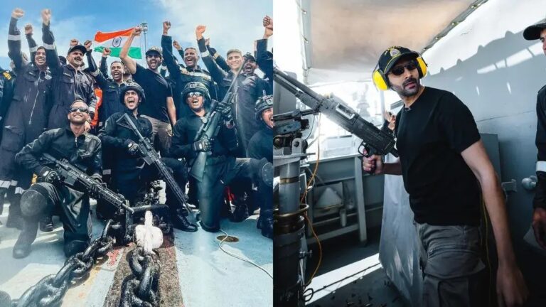 Kartik Aaryan Spends A Day With Indian Navy Officers At INS Kolkata.