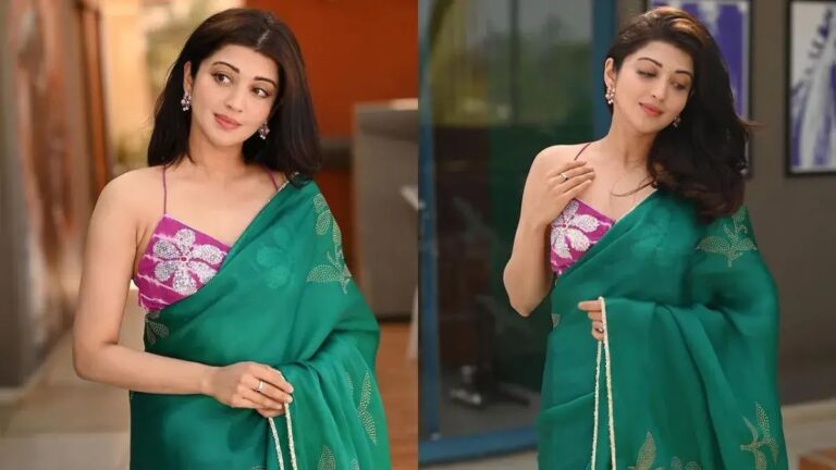 Pranitha Subhash Glams Up In A Beautiful Green Saree.