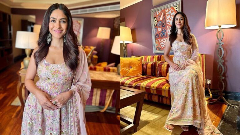 Dress To Impress: Mrunal Thakur Looks Gorgeous In The Beautiful Floral Print Gown.
