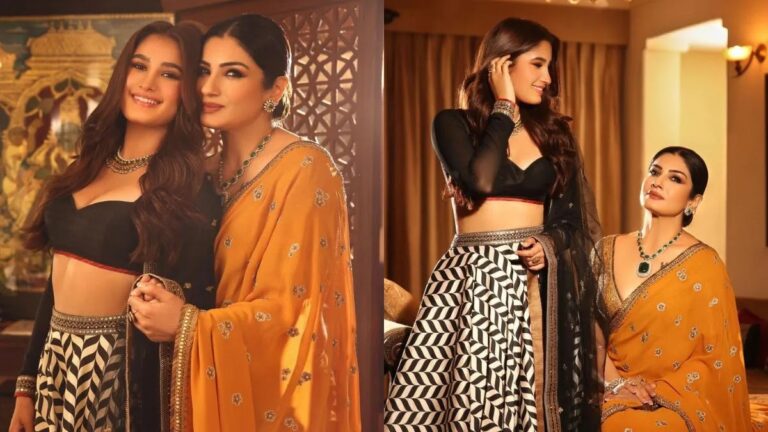 Raveena Tandon Along With Her Daughter Rasha Tandon Exude Elegance In Traditional Outfits.