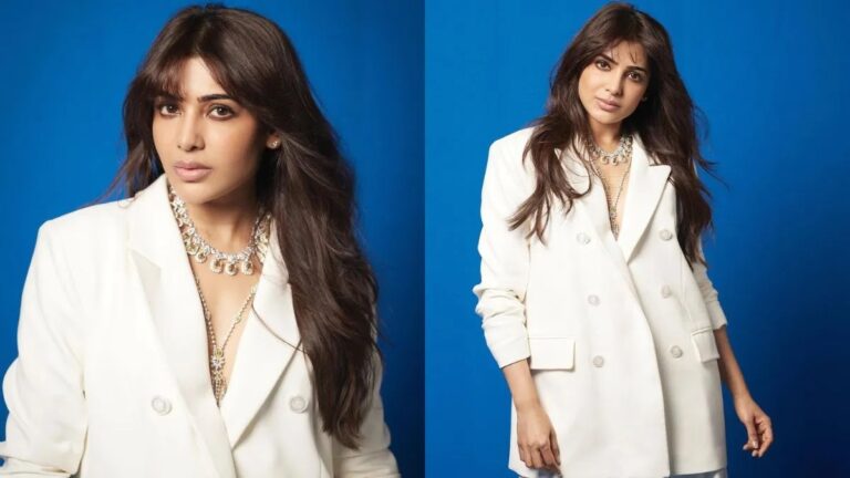 Samantha Gives Boss Lady Vibes In The White Pantsuit.