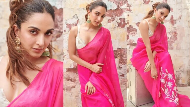Kiara Advani Looks Absolutely Stunning In Pink Saree For A Promotional Event.