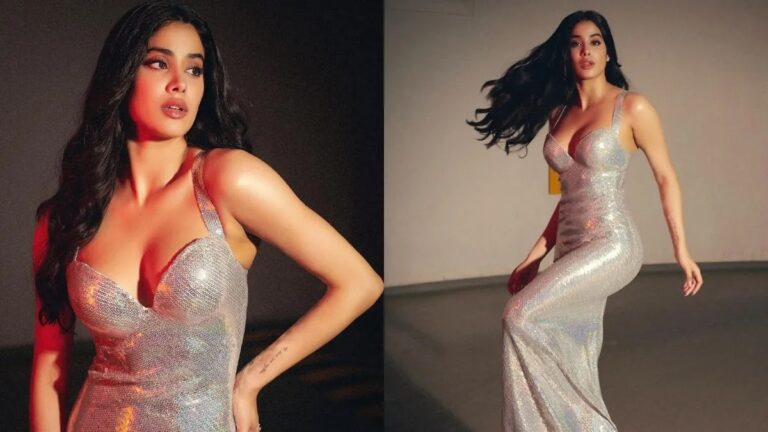 Janhvi Kapoor Looks Alluring In The Shimmery Gown For Bawaal Promotions. Fans Call Her “Flawless”.