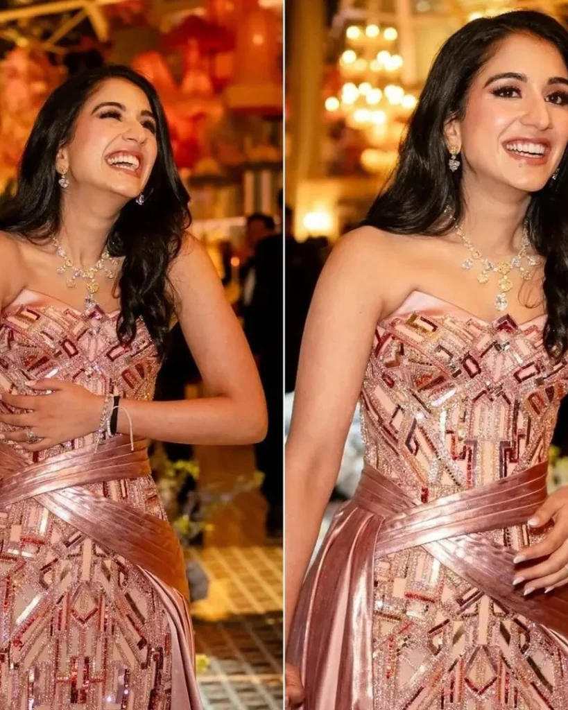 Radhika merchant in pink Versace Gown