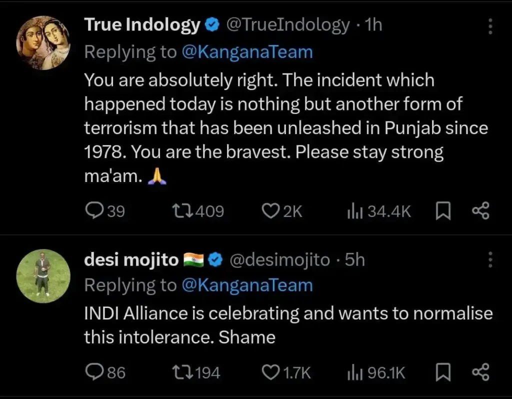 fans support kangana after secuirty slapped her